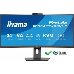 IIYAMA MONITOR 34 CALE XCB3497WQSNPH-B1,VA,UWQHD,1500R,USB-C DOCK 95W, RJ45, KVM,2X5W, KAMERA 5MP, /5Y/