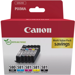CANON ORYGINALNY INK / TUSZ PGI-580 PGBK/CLI-581 CMYK, 2078C007, CMYK, BLISTR, 1*11.2 + 4*5.6ML, 5-PACK