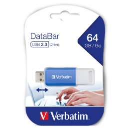 VERBATIM USB FLASH DISK, USB 2.0, 64GB, DATABAR, NIEBIESKI, 49455, DO ARCHIWIZACJI DANYCH