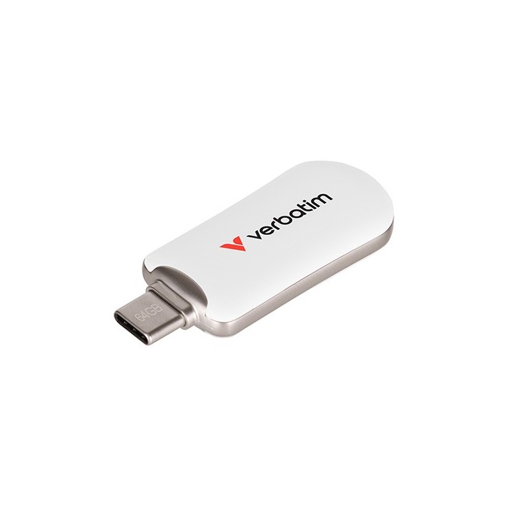 VERBATIM USB FLASH DISK, USB C, 64GB, PLECTRA, BIAŁY, 30228, USB C