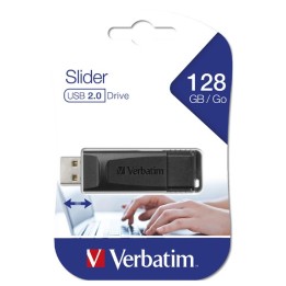 VERBATIM USB FLASH DISK, USB 2.0, 128GB, SLIDER, CZARNY, 49328