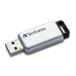 VERBATIM USB FLASH DISK, USB 3.0, 64GB, SECURE PRO, SREBRNY, 98666, USB A, SZYFROWANIE AES 256-BIT, WYSUWANE ZŁĄCZE