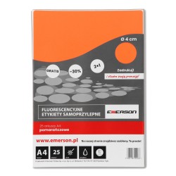 ETYKIETY SAMOPRZYLEPNE 40MM KÓŁKA EMERSON POMARAŃCZOWE 25ARK.