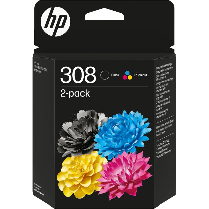 HP ORYGINALNY INK / TUSZ 6L6S6UE, HP 308, BLACK/COLOR, 160/120S, 2-PACK