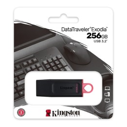 KINGSTON USB FLASH DISK, USB 3.0, 256GB, DATATRAVELER EXODIA, CZARNY, DTX/256GB, USB A, Z OSŁONĄ