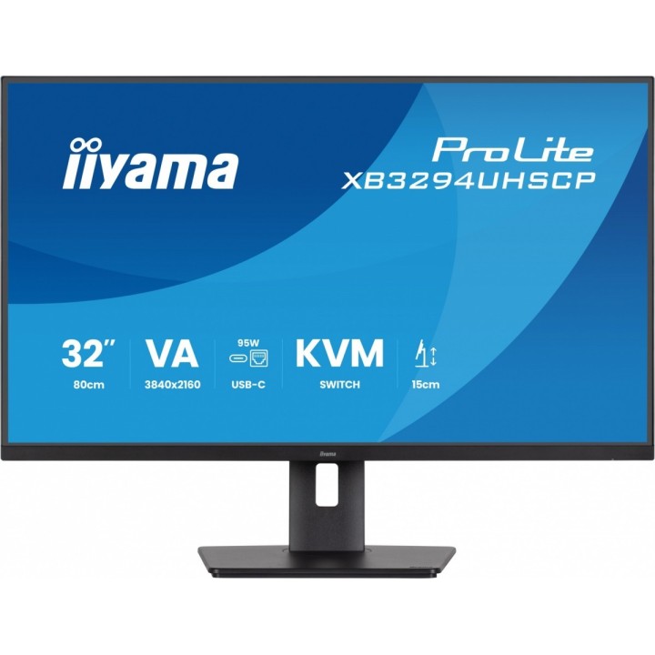 IIYAMA MONITOR 31,5 CALA XB3294UHSCP-B1.4K,VA,2XHDMI,DP,USB-C DOCK 95W, PIP,RJ45, 400CD, 2MS, 4XUSB, KVM,SYNC,2X5W, HAS (150) PI
