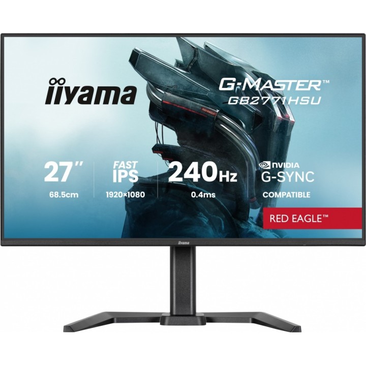IIYAMA MONITOR 27 CALI GB2771HSU-B1 0.4MS,FAST IPS, HAS (150) PIVOT, 1XUSB 3.2, 1XUSB C, 240HZ, DP, 2XHDMI,ADAPTIVE G-SYNC-1920X