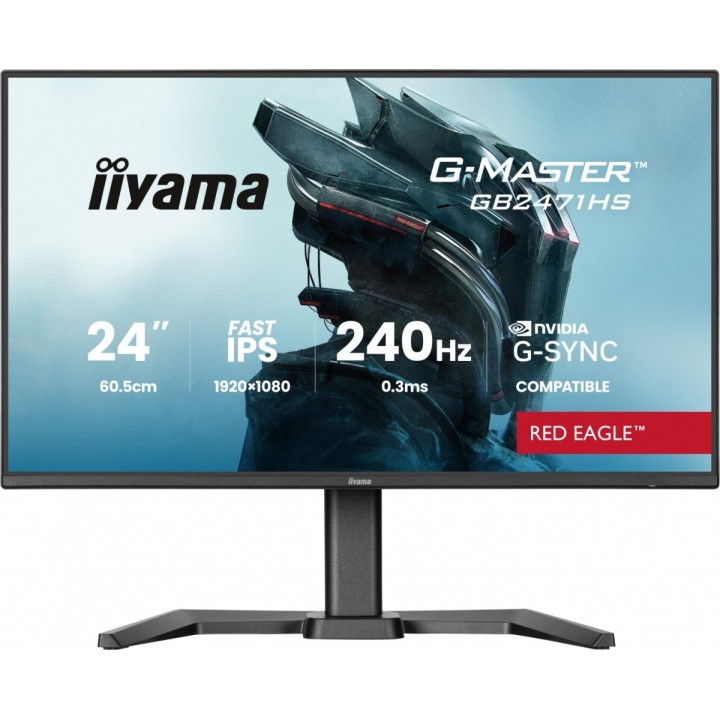 IIYAMA MONITOR 23,8 CALA GB2471HS-B1 FAST IPS,FHD,240HZ,2XHDMI,DP, 350CD, HAS(150) PIVOT, ADAPTIVE G-SYNC - 1920 X 1080 @48-240H