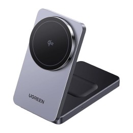 Ładowarka indukcyjna UGREEN W706 15W 2w1 MagSafe (czarna)