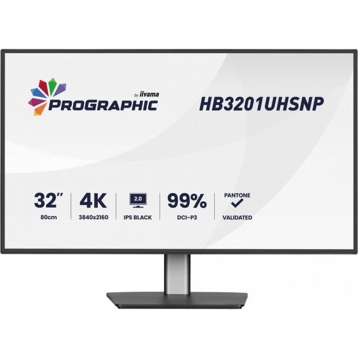 IIYAMA MONITOR 31.5 CALA PROGRAPHIC HB3201UHSNP-B1 4K,IPS BLACK 2.0,450CD,VESA USB-C DOCK(PD:96W),HDMI,DP,DAISY/CHAIN,4XUSB,RJ45