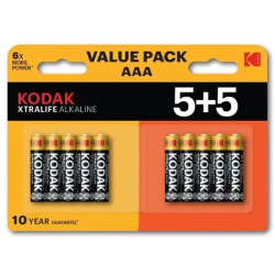 BATERIA ALKALICZNA AAA KODAK XTRALIFE ALKALINE 5+5SZT