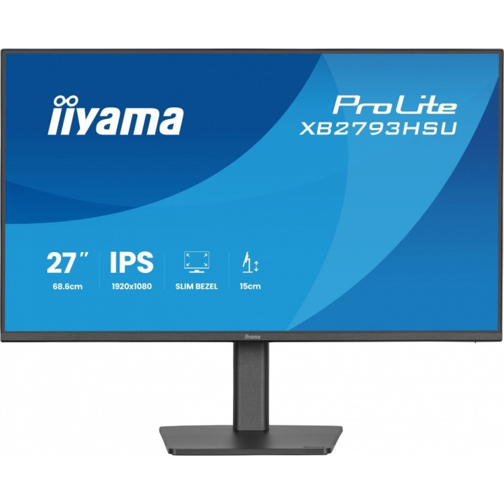 IIYAMA Monitor 27 cali XB2793HSU-B1 IPS, HDMI, DP, 2x2W, 2xUSB, 350cd, 1500:1, HAS 150/PIVOT