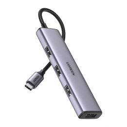 Hub UGREEN CM473 4w1 USB-C 4x USB 3.0 (szary)