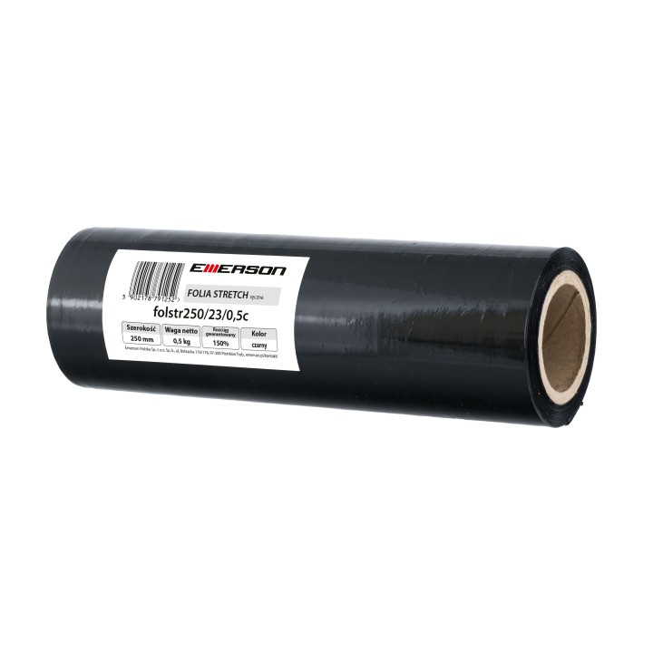 FOLIA STRETCH 25CM 0.5KG NETTO EMERSON CZARNA 23 MIKRONY