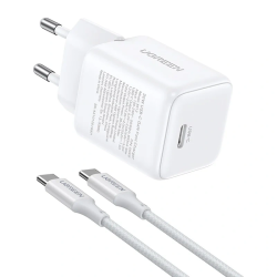 Ładowarka sieciowa Ugreen X513 GaN USB-C +KAB USB-C 1M (biała)