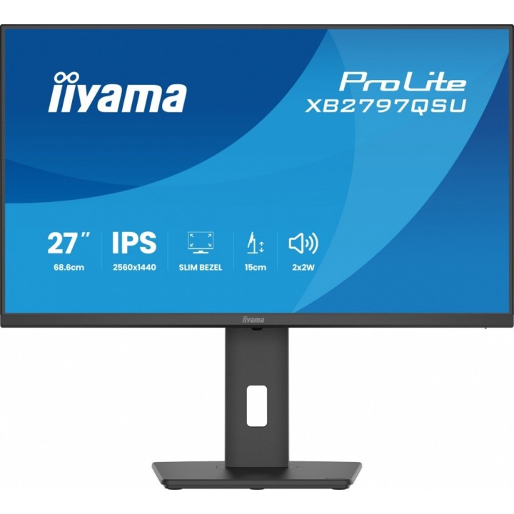 IIYAMA Monitor ProLite 27 cali XB2797QSU-B1 IPS,QHD,2xHDMI,DP,350cd,75Hz,1000:1, USB HUB,x4 ((2x Type-A v.3.2 Gen 1 (5Gbps, 4.5W