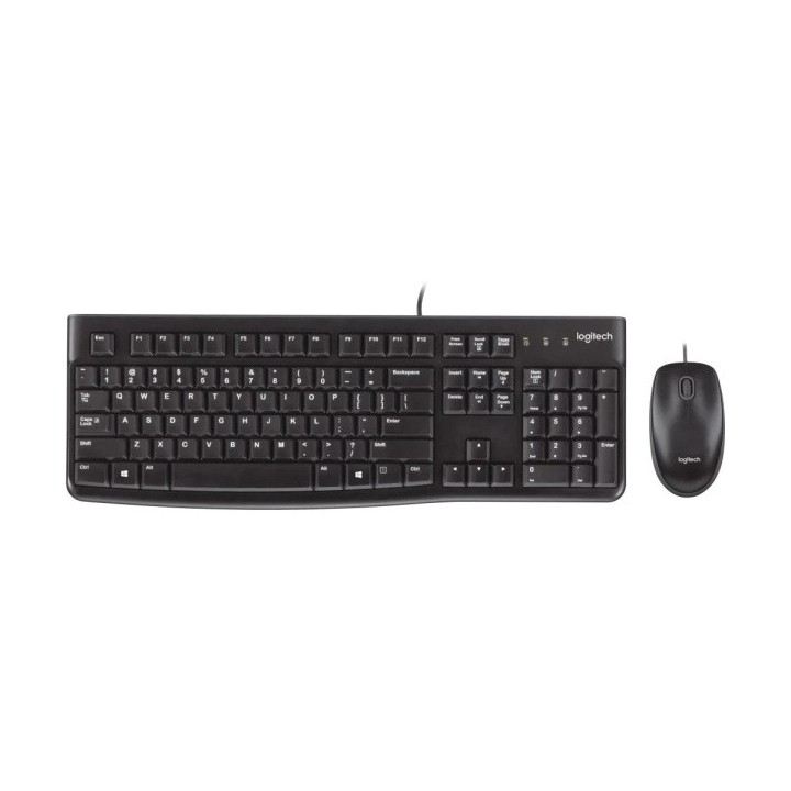 Logitech MK120 zestaw klawiatura przewodowa (USB) US, czarna z przewodową myszą optyczną, klasyczna