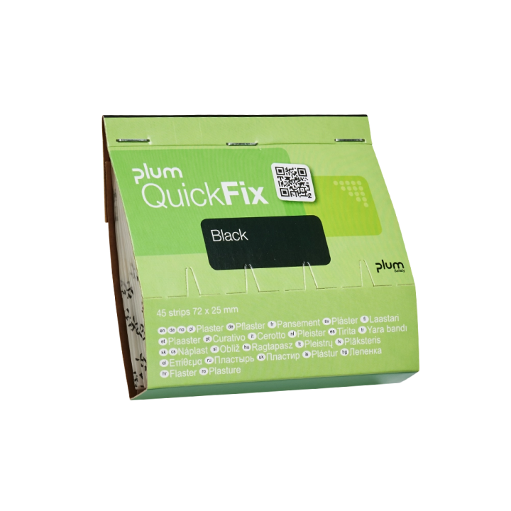 PLASTRY Z TKANINY PLUM QUICKFIX BLACK CZARNE 25X72MM 45 SZT