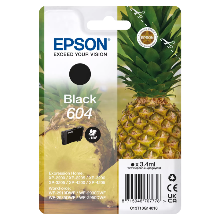 Epson oryginalny ink / tusz C13T10G14010, T10G140, 604, black, 3.4ml