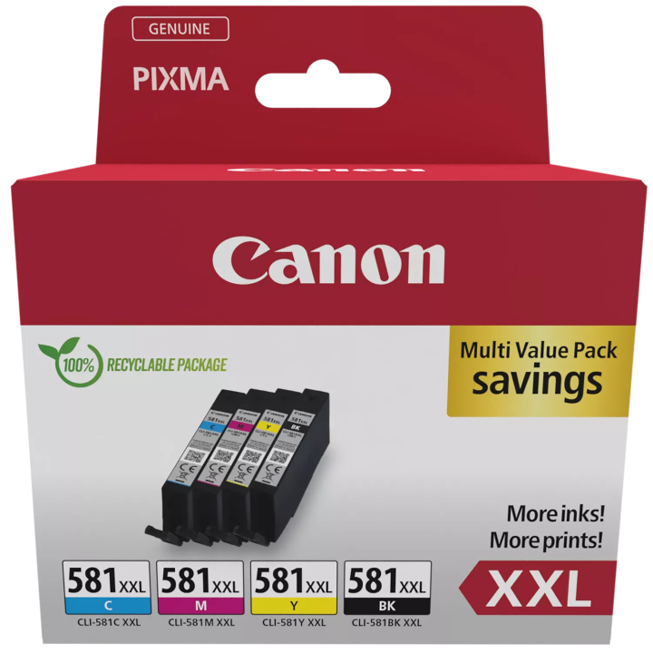 Canon oryginalny ink / tusz CLI-581 XXL CMYK, 1998C007, CMYK, 4*11.7ml, very high capacity, 4-pack