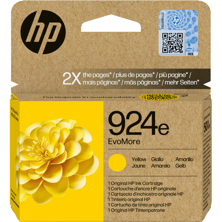 HP oryginalny ink EvoMore 4K0U9NECE1, HP 924e, yellow, 800s