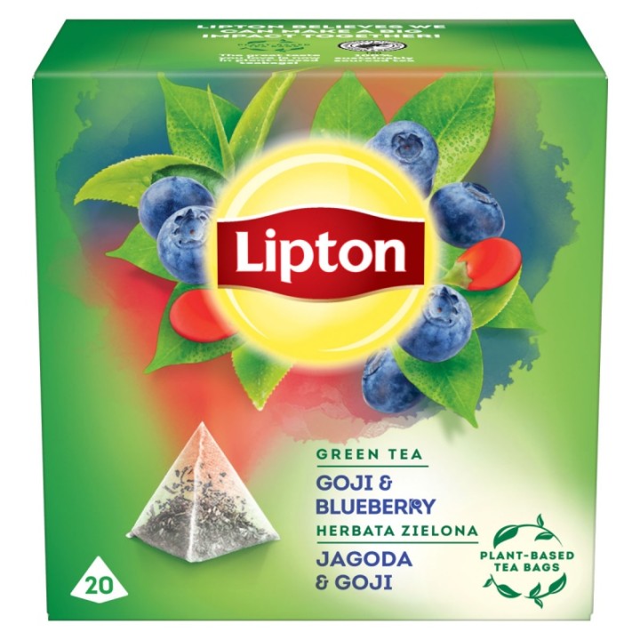 HERBATA ZIELONA JAGODA I GOJA LIPTON PIRAMIDKI 20 TOREBEK