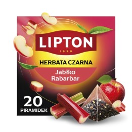 HERBATA CZARNA JABŁKO I RABARBAR LIPTON PIRAMIDKI 20 TOREBEK