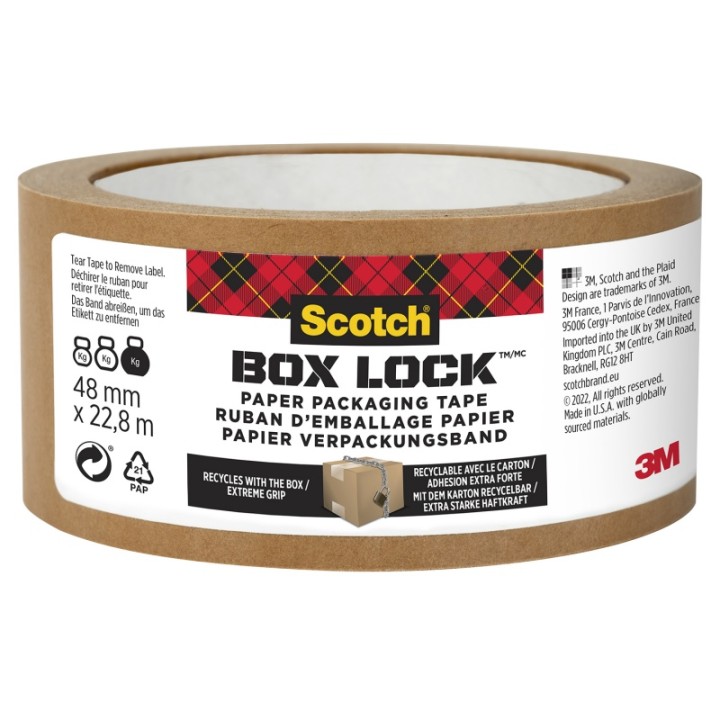 TAŚMA PAKOWA PAPIEROWA 48MMX22,8M 3M SCOTCH® BOX LOCK BRĄZOWA