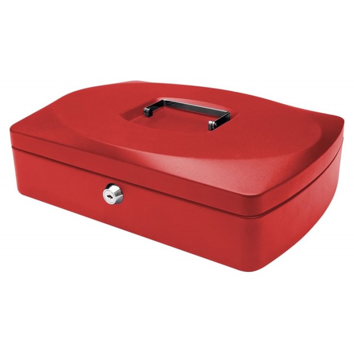 KASETKA NA PIENIĄDZE ZAMYKANA NA KLUCZ 330X90X235MM Q-CONNECT CZERWONA