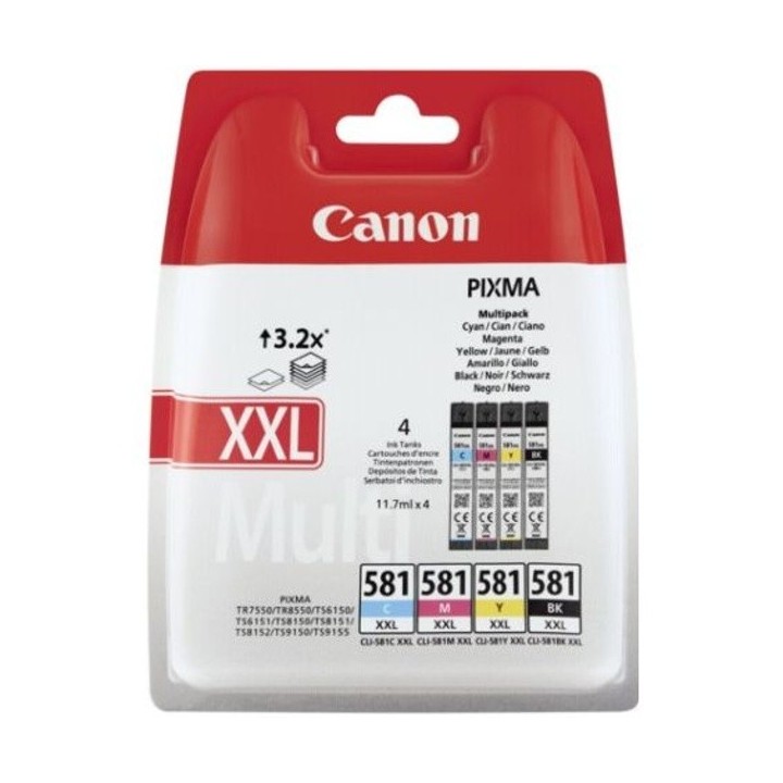 Canon oryginalny ink / tusz CLI-581XXL BK/C/M/Y MULTI, 1998C006, CMYK, 4*11.7ml