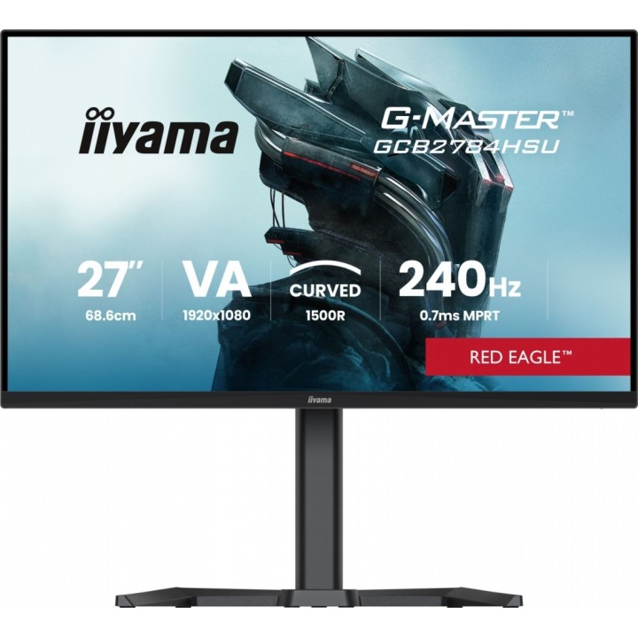 IIYAMA Monitor 27 cali GCB2784HSU-B1 FHD, 0.7ms, VA, 1500R, 240Hz, 2xHDMI, DP, 2xUSB, FreeSync Premium -1920x1080 (48-240Hz), HD