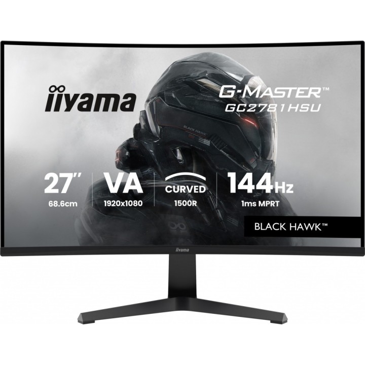 IIYAMA Monitor 27 cali GC2781HSU-B1 VA, FHD, 144Hz, 1ms, 2xUSB, 1500R, 350 cd, 4000:1, HDMI, DP, FreeSync -1920x1080 (48-144Hz),