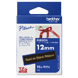 Brother oryginalny taśma do drukarek etykiet, Brother, TZE-R334, złoty druk/czarny podkład, tekstylny, 4m, 12mm