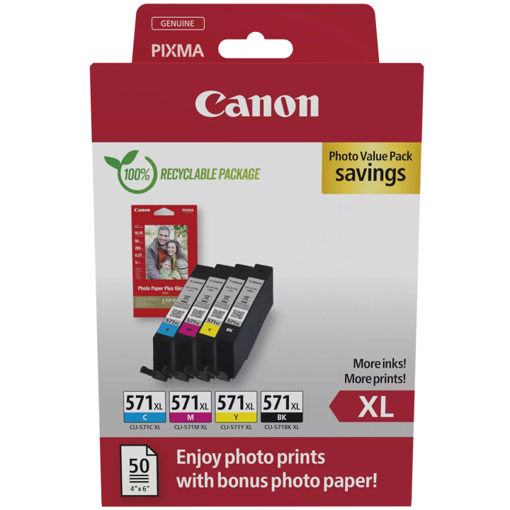 Canon oryginalny ink / tusz CLI-571XL BK/C/M/Y PHOTO VALUE, 0332C006, CMYK