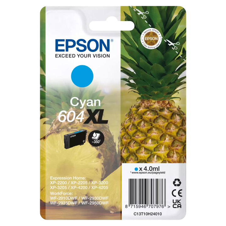 Epson oryginalny ink / tusz C13T10H24010, T10H240, 604XL, cyan, 350s, 4.0ml