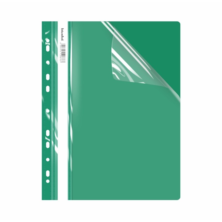 SKOROSZYT TWARDY PLASTIKOWY Z PERFORACJĄ A4 BIUR-FOL ECONOMY STP-02-02 ZIELONY PVC