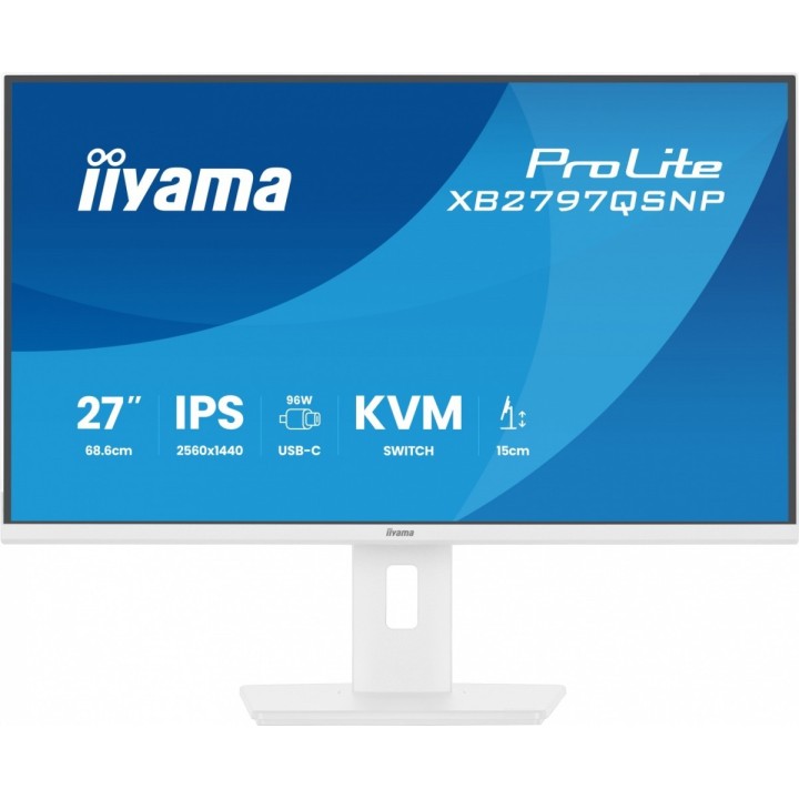 IIYAMA Monitor 27 cali XB2797QSNP-W1 IPS,QHD,USB-c Dock 96W,HDMI, 350cd,1ms, DP, DisplayPort x1 (Daisy Chain MST max. 2560 x1440