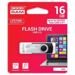 Goodram USB flash disk, USB 3.0, 16GB, UTS3, czarny, UTS3-0160K0R11, USB A, z obrotową osłoną