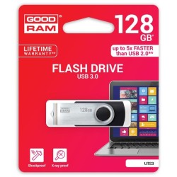 Goodram USB flash disk, USB 3.0, 128GB, UTS3, czarny, UTS3-1280K0R11, USB A, z obrotową osłoną