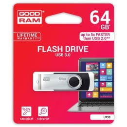 Goodram USB flash disk, USB 3.0, 64GB, UTS3, czarny, UTS3-0640K0R11, USB A, z obrotową osłoną