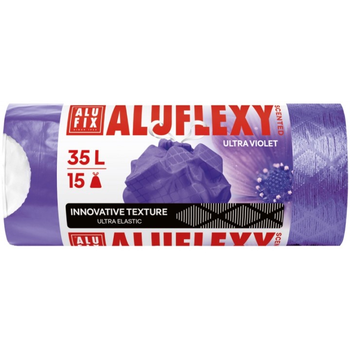WORKI NA ŚMIECI LDPE ZAPACHOWE ALUFIX ALUFLEXY FIOLETOWE 35L 15SZT.