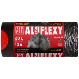 WORKI NA ŚMIECI LDPE Z TAŚMĄ ALUFIX ALUFLEXY STALOWE 60L 10SZT.