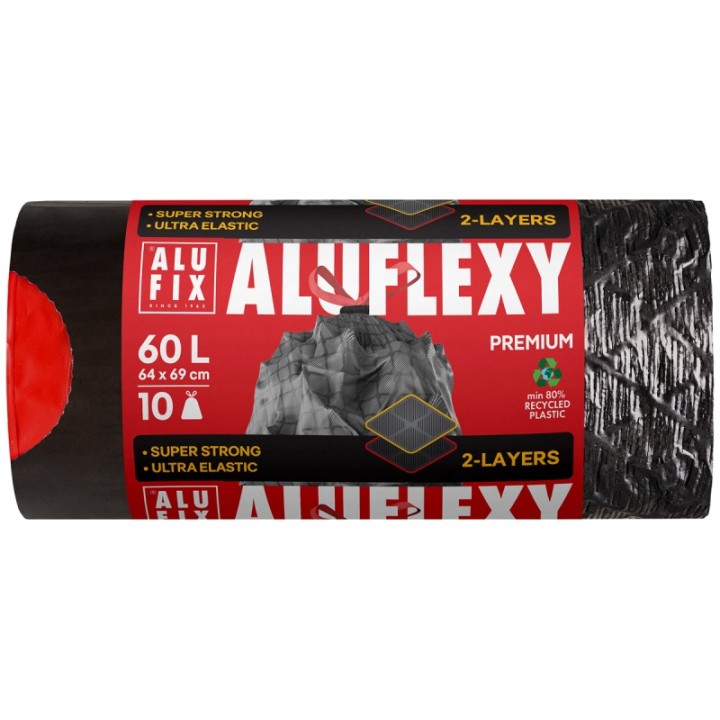 WORKI NA ŚMIECI LDPE Z TAŚMĄ ALUFIX ALUFLEXY STALOWE 60L 10SZT.