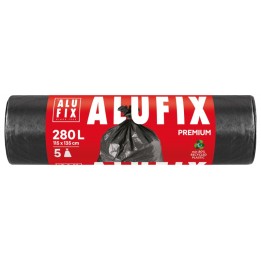 WORKI NA ŚMIECI LDPE ALUFIX PROFI CZARNE 280L 5SZT.
