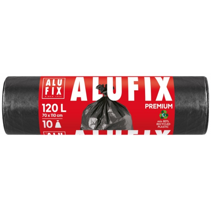 WORKI NA ŚMIECI LDPE ALUFIX PROFI CZARNE 120L 10SZT.