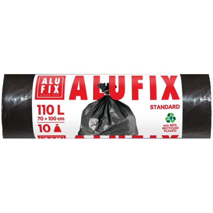 WORKI NA ŚMIECI LDPE ALUFIX CZARNE 110L 10SZT.