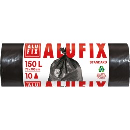 WORKI NA ŚMIECI LDPE ALUFIX CZARNE 150L 10SZT.