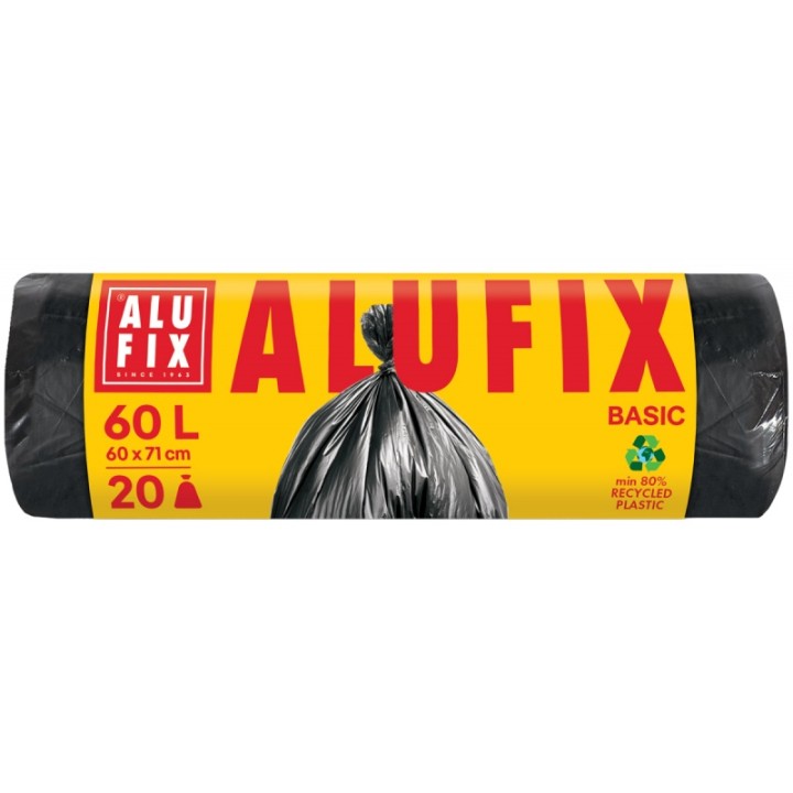 WORKI NA ŚMIECI HDPE ALUFIX ECONOMY CZARNE 60L 20SZT.