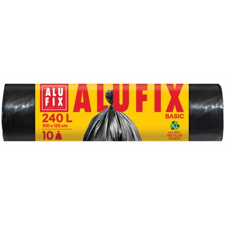 WORKI NA ŚMIECI HDPE ALUFIX ECONOMY CZARNE 240L 10SZT.