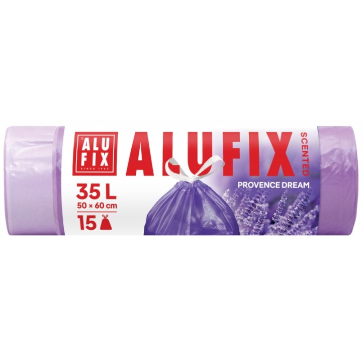 WORKI NA ŚMIECI HDPE LAWENDOWE ALUFIX FIOLETOWE 35L 15SZT.